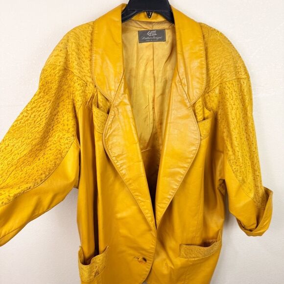 Vintage Orange 80s Leather Dolman Oversized Jacket Coat Size Medium 8/10 - Picture 8 of 12